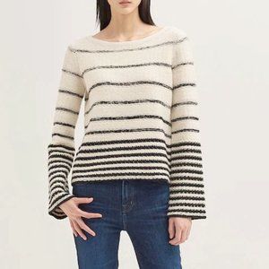 NWT Theory Wool Blend Uneven Stripe Sweater